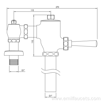 Sanitary hardware brass material flush valve fixtures
